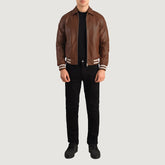 Paget Brown Leather Varsity Jacket